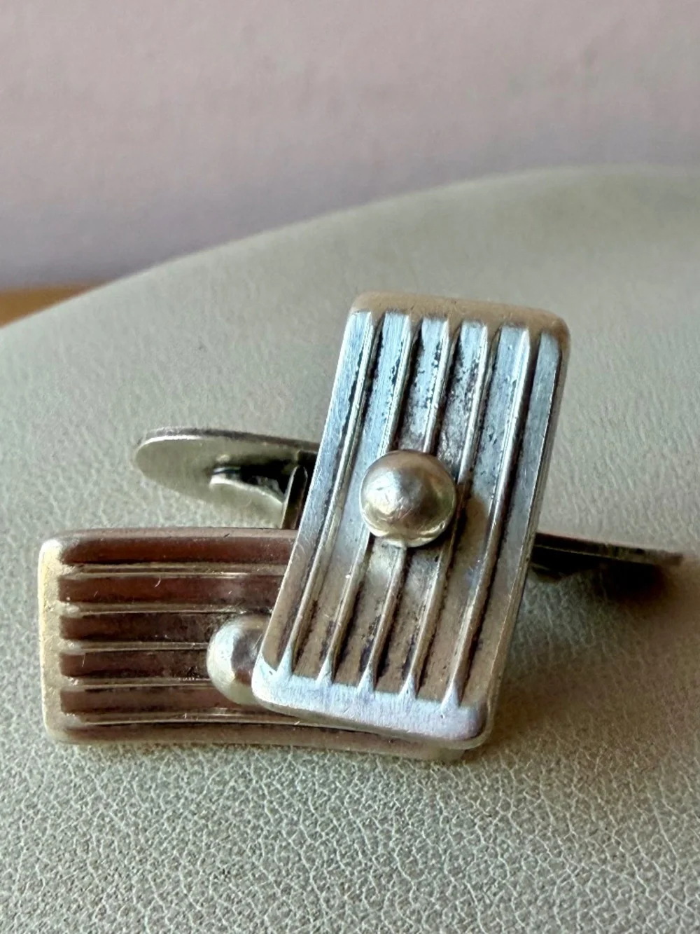VINTAGE ASSENTORP Denmark Sterling Silver Sleek Modernist Design Cufflinks